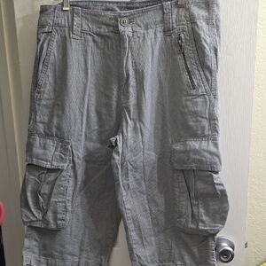 Route 66 Men’s Light Gray Cargo Shorts with Zipper Pocket Size 34